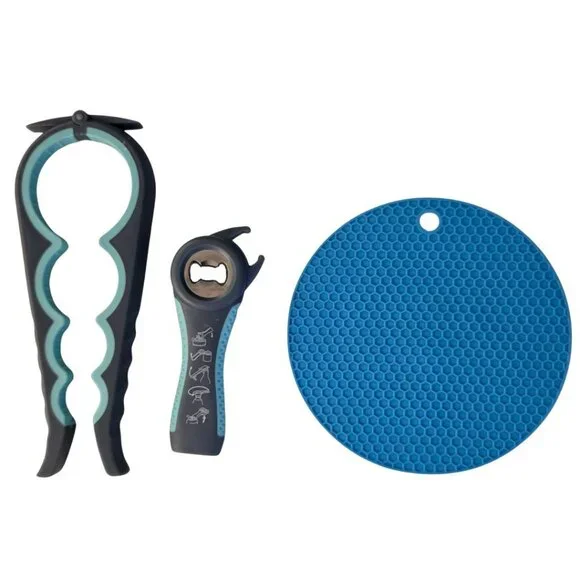 Jar Opener for Weak Hands Seniors Arthritis 5 in 1 Bottle & Lid Opener Set NEW - Picture 1 of 7